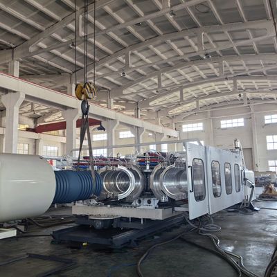 PLC Control System Double Wall Corrugated Pipe Extrusion Line for Pipe Range ID63 OD1600mm Dimension 29*6.8*3