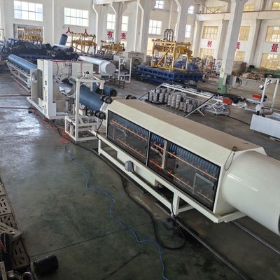 PLC Control System Double Wall Corrugated Pipe Extrusion Line for Pipe Range ID63 OD1600mm Dimension 29*6.8*3