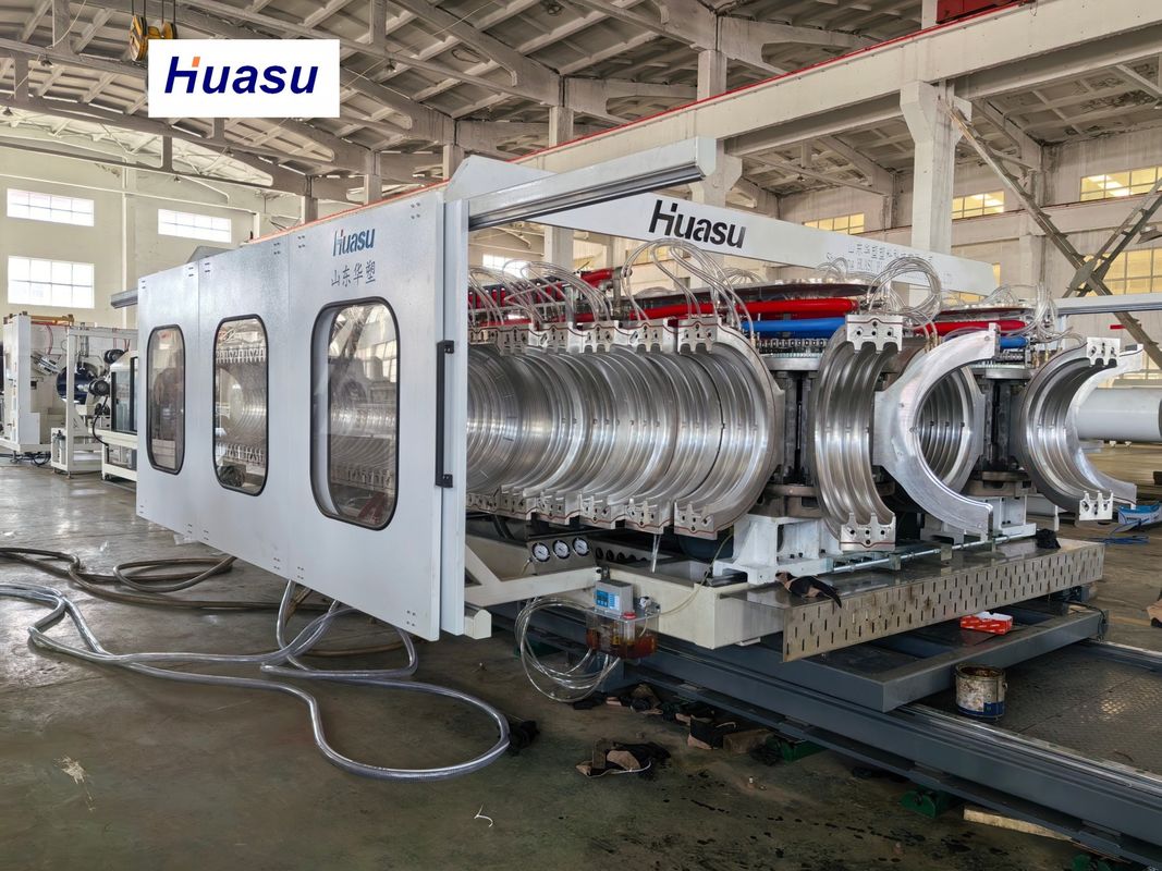 Ligne de production automatique de tuyaux ondulés en PVC avec diamètre de tuyau de 32 à 1600 mm, capacité de 60 à 2000 kg/h et système Siemens PLC