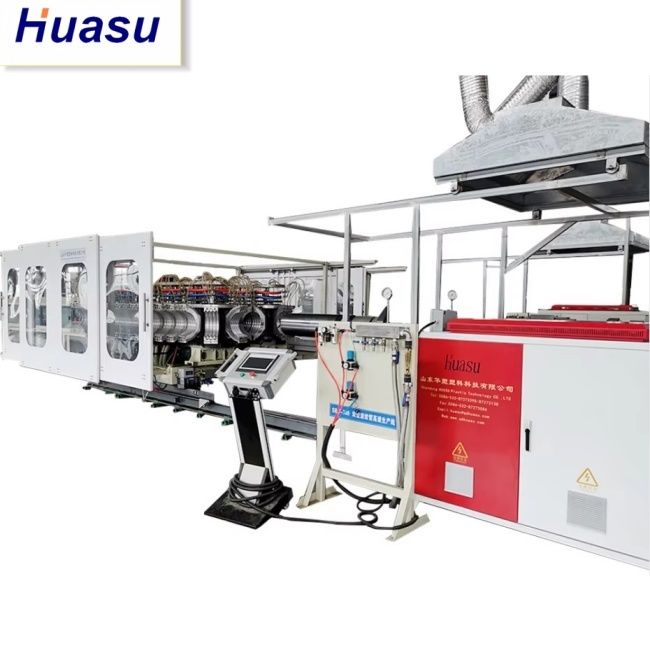 Ligne de production de tuyaux ondulés à double paroi avec une gamme de diamètres de 32 à 1600 mm, technologie Siemens PLC et cloche en ligne