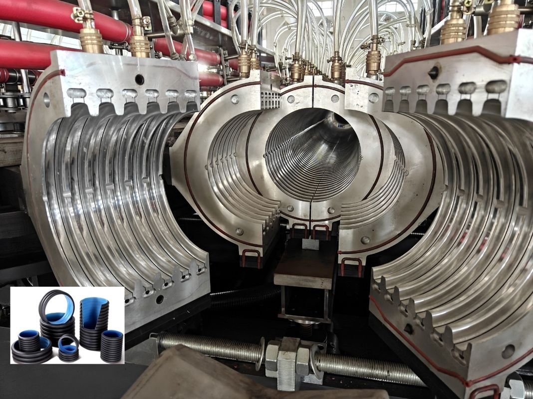 Ligne d'extrusion de tuyaux ondulés à double paroi avec diamètre minimum de 63 mm et alimentation automatique