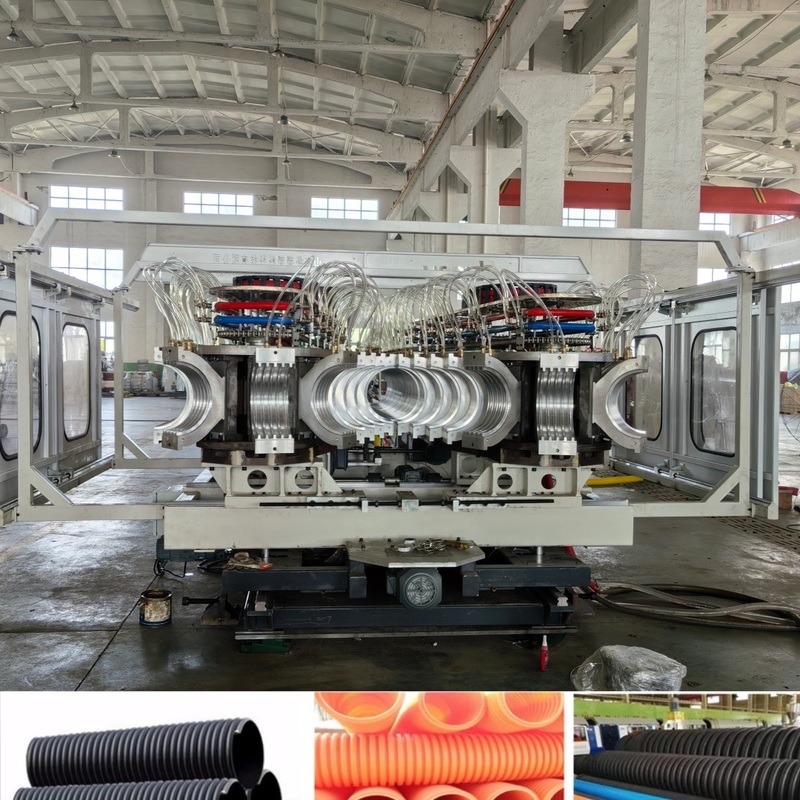 Machine à tubes ondulés à double paroi avec un diamètre de tuyau de 300 mm à 1600 mm Système PLC Siemens et sonneries en ligne pour PVC / PE