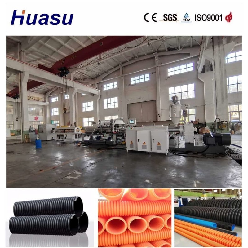Ligne d'extrusion de tubes ondulés à paroi unique en PVC/PE/MPP/PA/HDPE avec matériau de canon 38CrMoAlA et sonnage en ligne