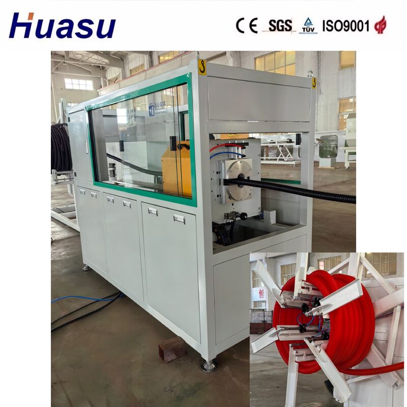 Ligne d'extrusion de tuyaux ondulés à distance contrôlée par automate programmable (PLC) avec une plage de diamètres de 32 mm à 1600 mm et une extrudeuse monovis pour la protection des câbles