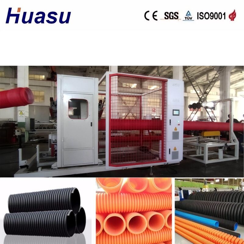 Ligne d'extrusion de tuyaux ondulés à double paroi contrôlée par PLC pour des tuyaux de 32 mm à 1600 mm d'une capacité de 100 à 3000 kg/h