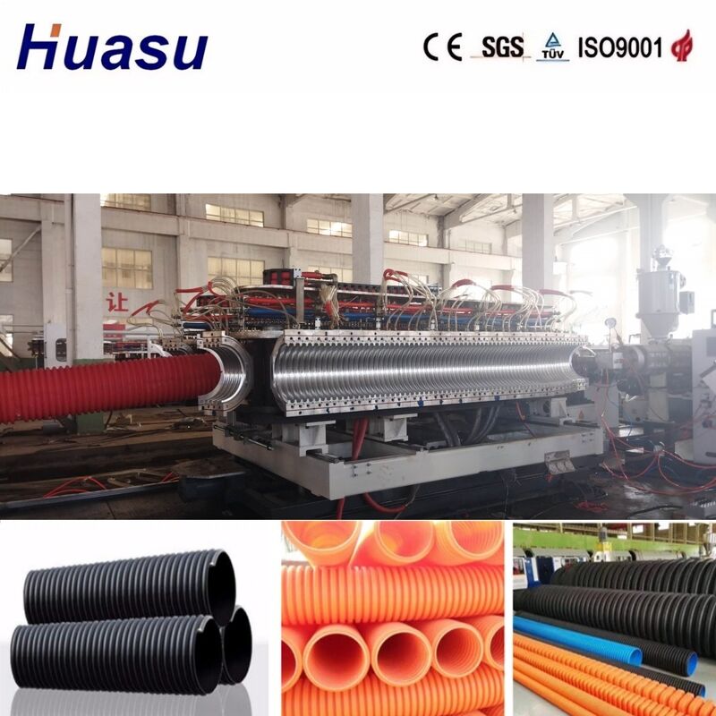 Ligne d'extrusion de tuyaux ondulés à double paroi en acier allié à tête de tréfilage avec contrôle PLC Siemens pour un diamètre de tuyau de 32 à 1600 mm