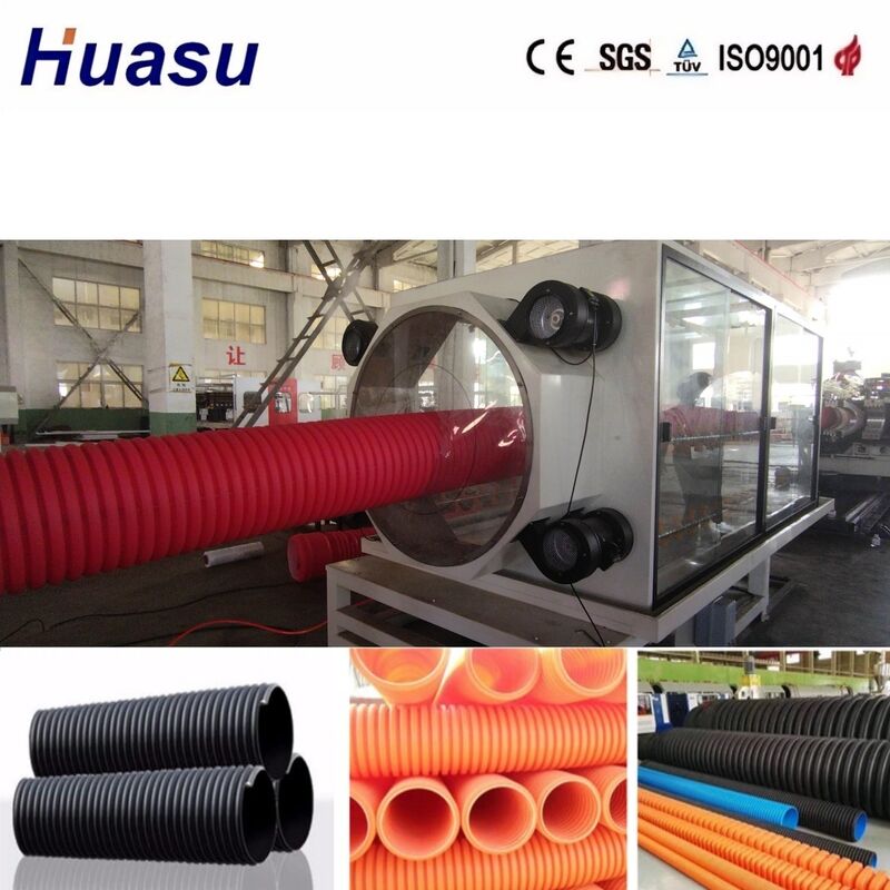 Ligne d'extrusion de tuyaux ondulés à double paroi contrôlée par PLC pour des tuyaux de 32 mm à 1600 mm d'une capacité de 100 à 3000 kg/h