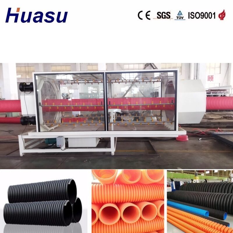 Ligne d'extrusion de tuyaux ondulés à double paroi contrôlée par PLC pour des tuyaux de 32 mm à 1600 mm d'une capacité de 100 à 3000 kg/h