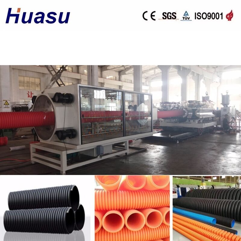 Ligne d'extrusion de tuyaux ondulés à double paroi contrôlée par automate Siemens avec tête de filière en acier allié de haute qualité et capacité de production de 100-3000 kg/h