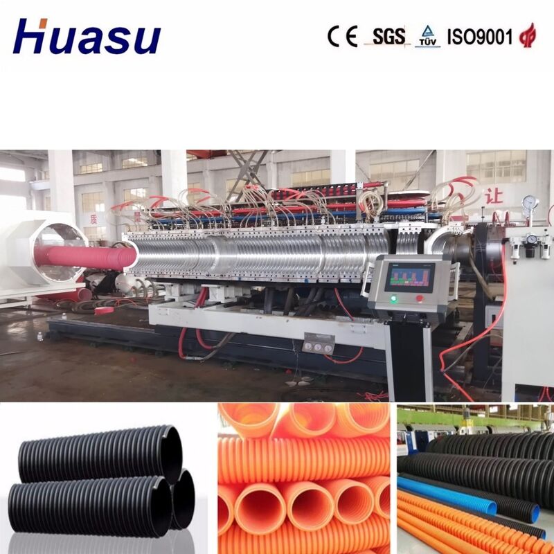 Ligne d'extrusion de tuyaux ondulés à double paroi en acier allié à tête de tréfilage avec contrôle PLC Siemens pour un diamètre de tuyau de 32 à 1600 mm