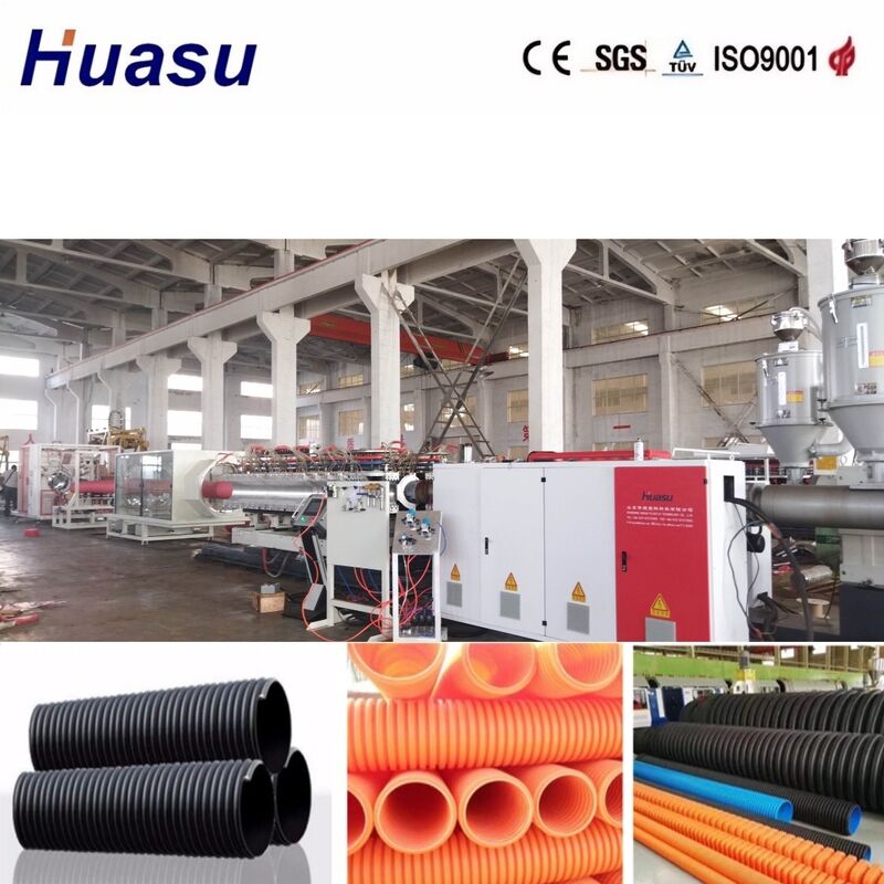 Ligne d'extrusion de tuyaux ondulés à double paroi contrôlée par PLC avec tête d'extrusion en acier allié et capacité de production de 100 à 3000 kg/h