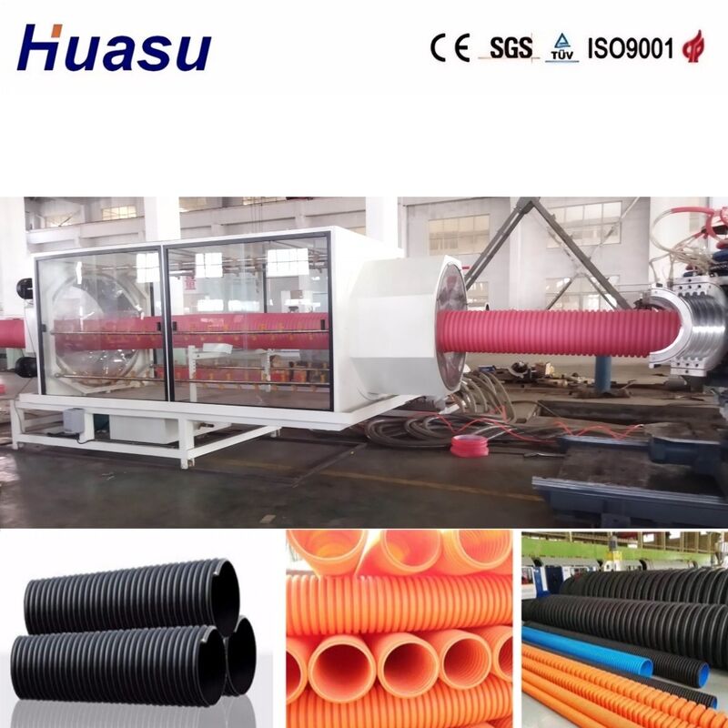 Ligne d'extrusion de tuyaux ondulés à double paroi contrôlée par PLC avec tête d'extrusion en acier allié et capacité de production de 100 à 3000 kg/h