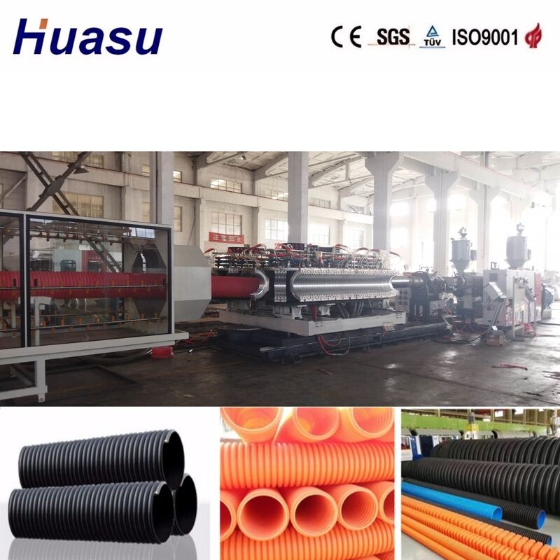 Ligne d'extrusion automatique de tuyaux ondulés à double paroi de 32 mm à 1600 mm de diamètre intérieur, contrôle PLC Siemens et capacité de production de 100 à 1000 kg/h