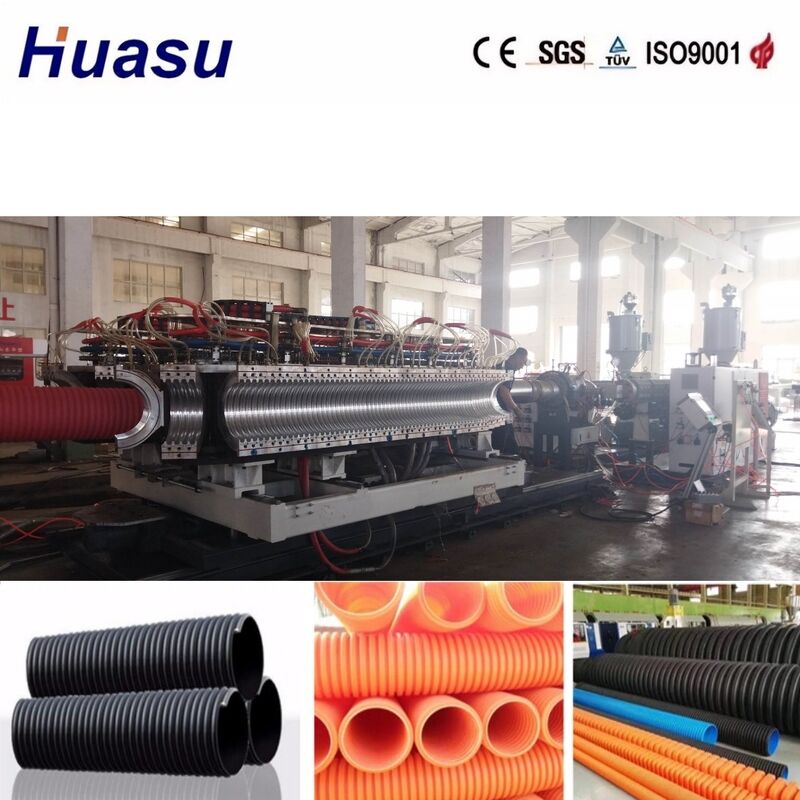 Ligne d'extrusion de tuyaux ondulés à double paroi en acier allié à tête de tréfilage avec contrôle PLC Siemens pour un diamètre de tuyau de 32 à 1600 mm