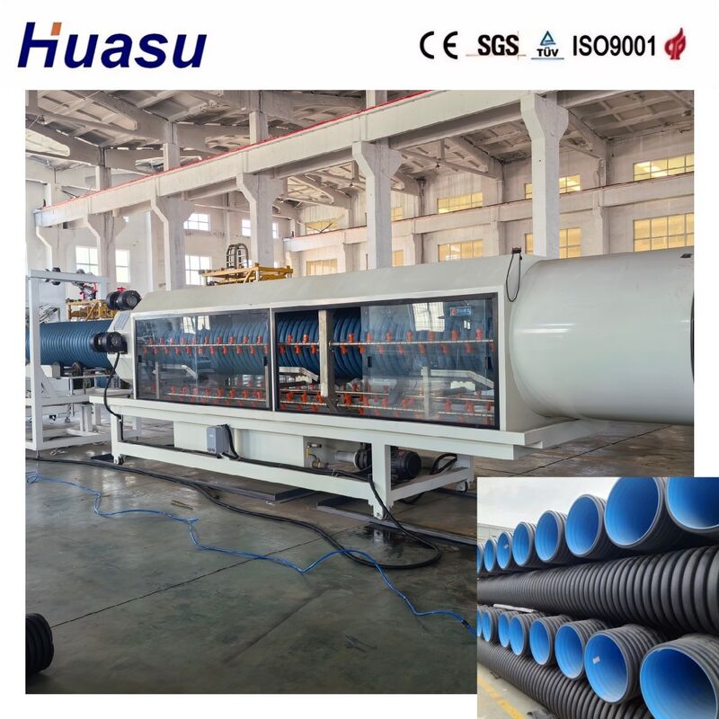 Ligne d'extrusion de tuyaux ondulés à double paroi à haute productivité pour HDPE/PE/PP/PVC/MPP avec un diamètre de tuyau de 32 à 1600 mm