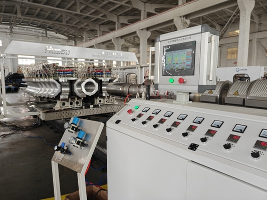 Twin Screw Extruder Pvc Corrugated Pipe Manufacturing Line For Smooth Production