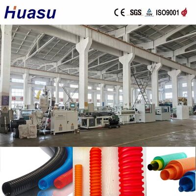 PLC Controlled Remote Corrugated Pipe Extrusion Line with 32mm-1600mm Diameter Range and Single Screw Extruder for Cable Protection
